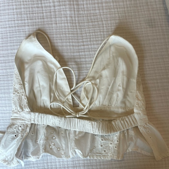 Sky to Moon white eyelet cross back crop top - Picture 2 of 5
